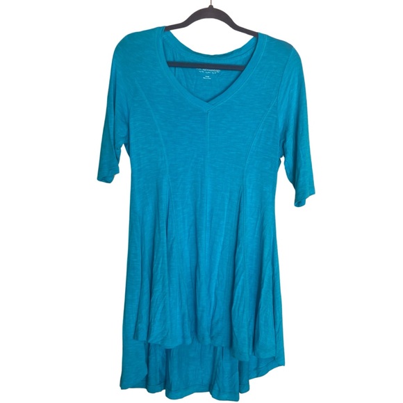 Soft Surroundings Perfect A Line Top Swing Tunic Aruba Blue Sz S High Low Hem - Picture 1 of 4